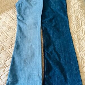 Wrangler Women's Light and Dark Blue Flare Jeans